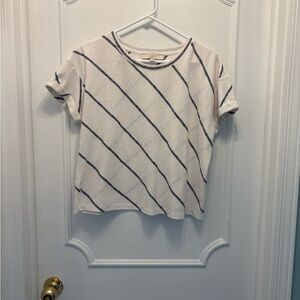 LOFT White Tee with Navy Stripes